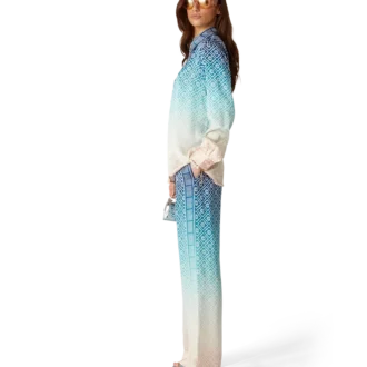 Calças de seda com gradiente jacquard