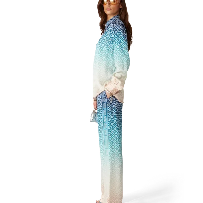 Calças de seda com gradiente jacquard Calças de seda com gradiente jacquard