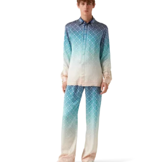 Calças de seda com gradiente jacquard