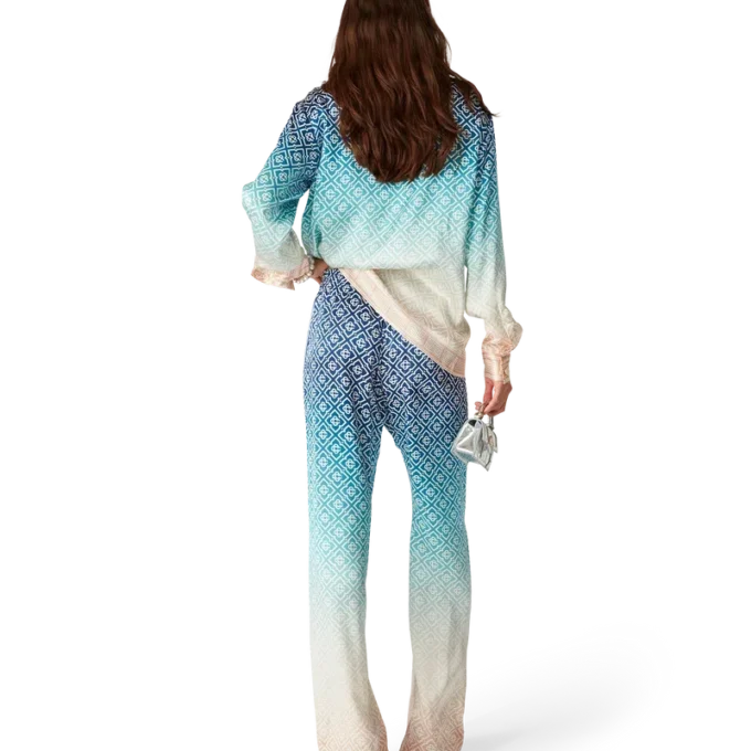 Calças de seda com gradiente jacquard Calças de seda com gradiente jacquard