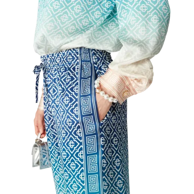 Calças de seda com gradiente jacquard Calças de seda com gradiente jacquard