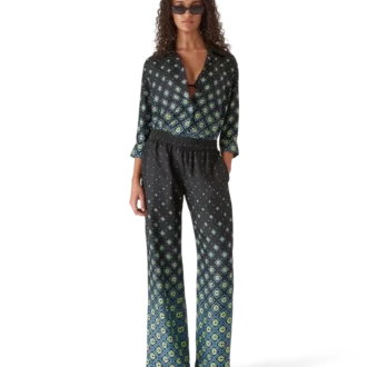 Calças de seda com monograma degradê