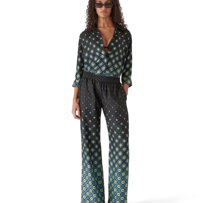 Calças de seda com monograma degradê