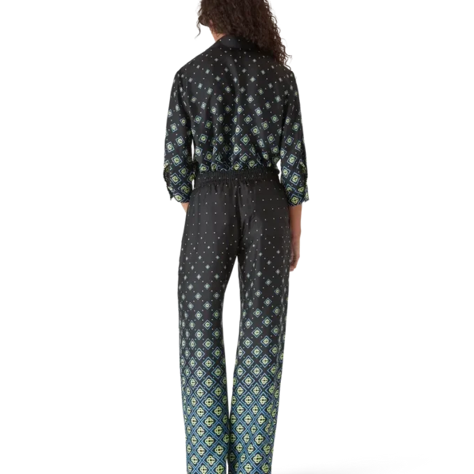 Calças de seda com monograma degradê