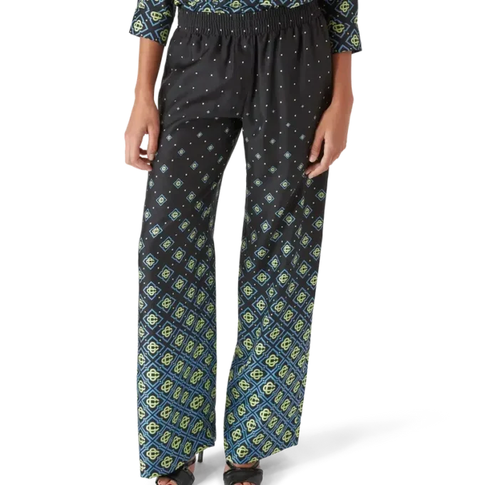 Calças de seda com monograma degradê