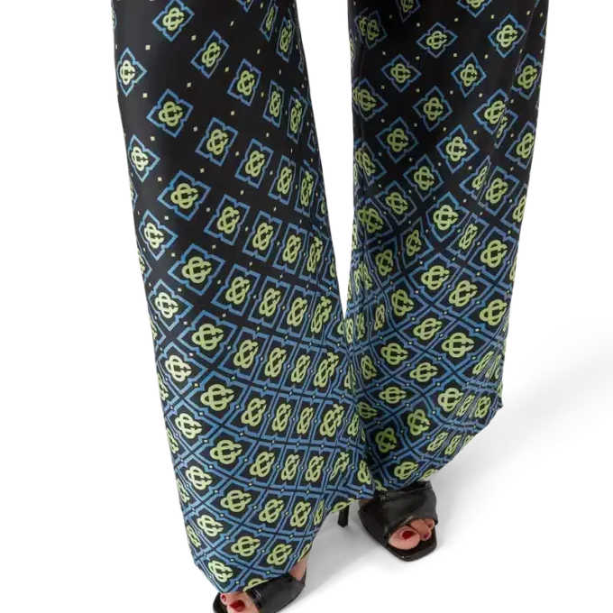 Calças de seda com monograma degradê