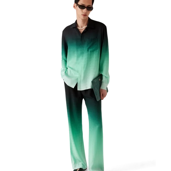 Calças de seda jacquard com padrão Gradient Ping Pong