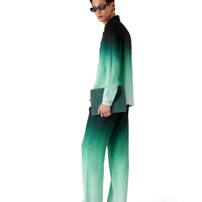 Calças de seda jacquard com padrão Gradient Ping Pong