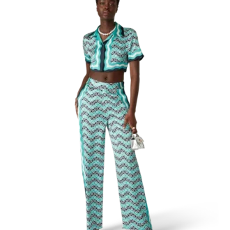 Calças de seda Monogram Wave