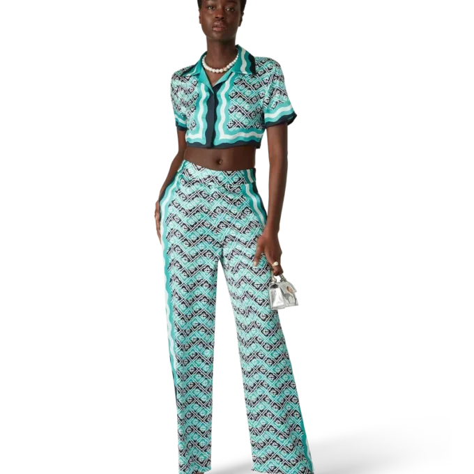 Calças de seda Monogram Wave Calças de seda Monogram Wave