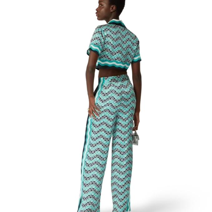 Calças de seda Monogram Wave Calças de seda Monogram Wave