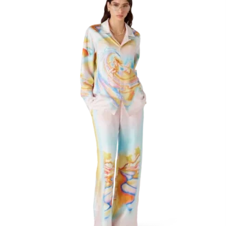 Calças de seda psicadélicas Nirvana