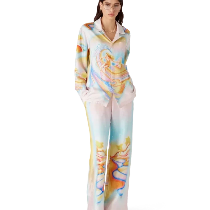 Calças de seda psicadélicas Nirvana