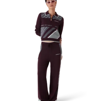 Calças de Ténis em Lã Merino com Listras Diagonais