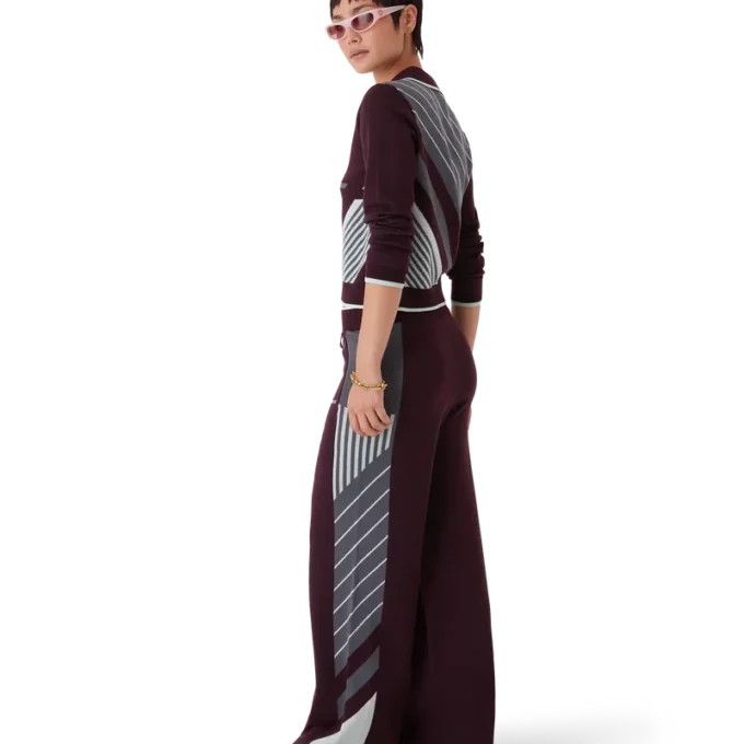 Calças de Ténis em Lã Merino com Listras Diagonais Calças de Ténis em Lã Merino com Listras Diagonais