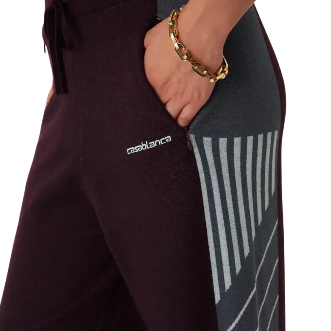 Calças de Ténis em Lã Merino com Listras Diagonais Calças de Ténis em Lã Merino com Listras Diagonais