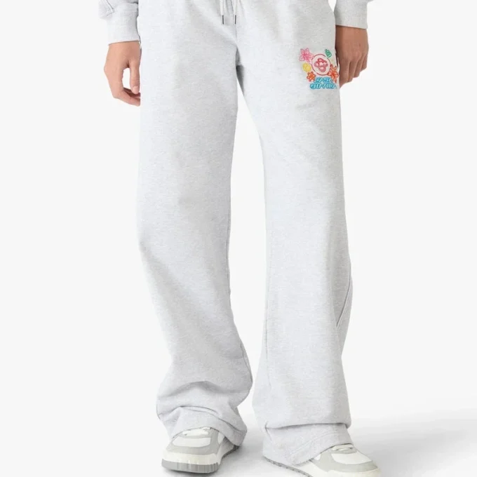 Calças de treino curtas cinzentas com bordado