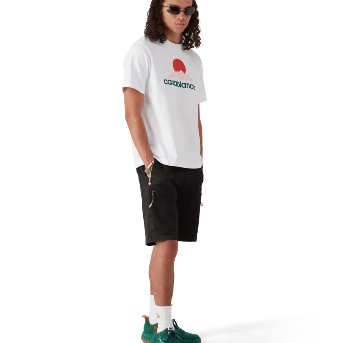 Calções cargo em nylon com padrão camuflado de montanha Calções cargo em nylon com padrão camuflado de montanha