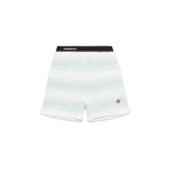 Calções com franzido às riscas