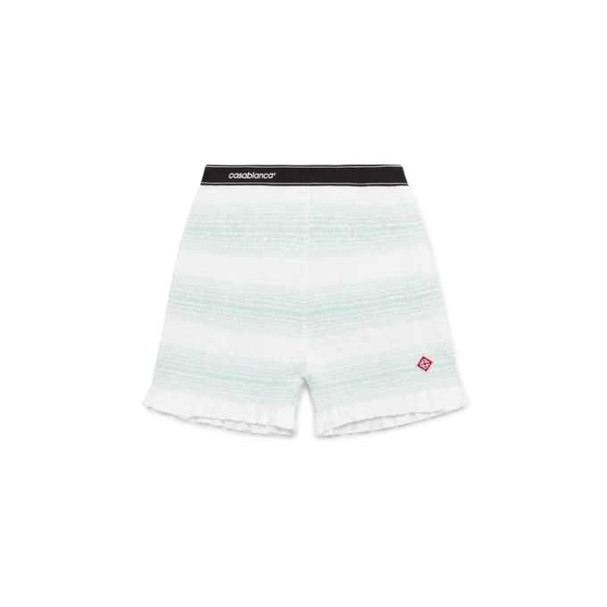 Calções com franzido às riscas