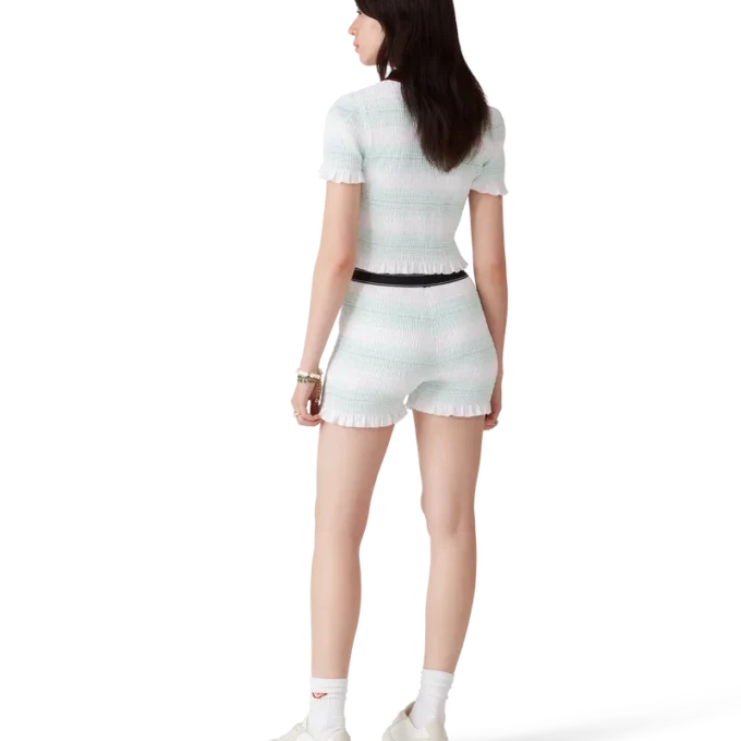 Calções com franzido às riscas