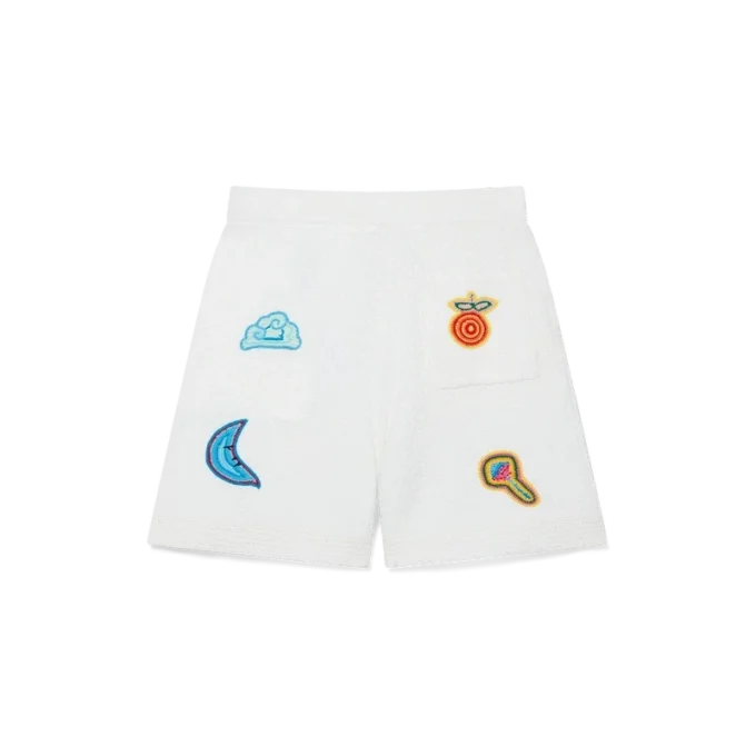 Calções com motivos em croché