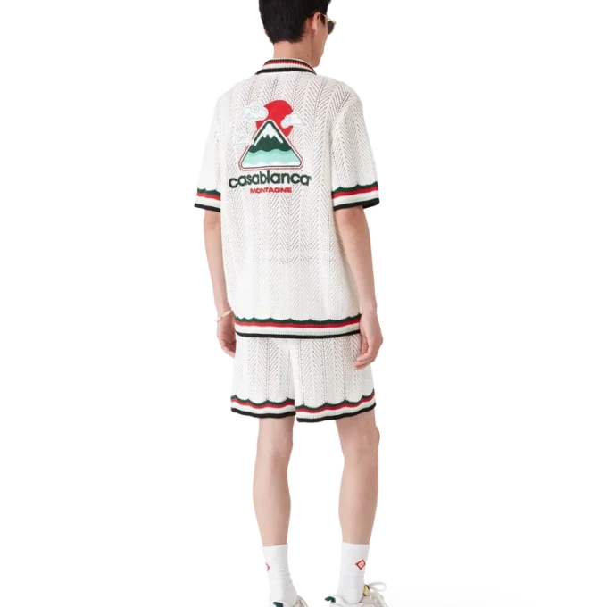 Calções de croché em algodão com padrão em ziguezague