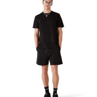 Calções de moletom com monograma de cristais Calções de moletom com monograma de cristais