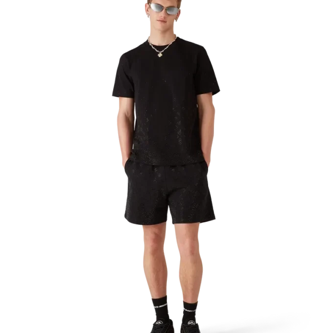 Calções de moletom com monograma de cristais