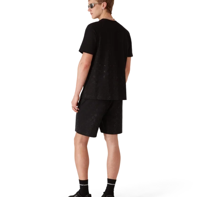 Calções de moletom com monograma de cristais