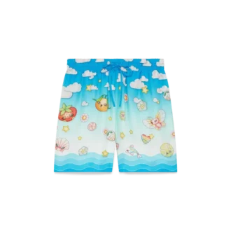 Calções de sarja de seda com motivos kawaii