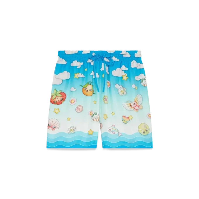 Calções de sarja de seda com motivos kawaii Calções de sarja de seda com motivos kawaii