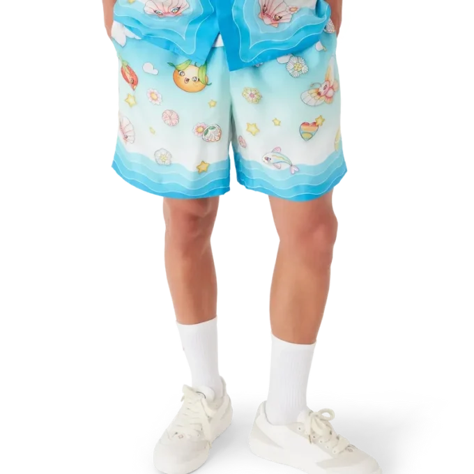 Calções de sarja de seda com motivos kawaii Calções de sarja de seda com motivos kawaii