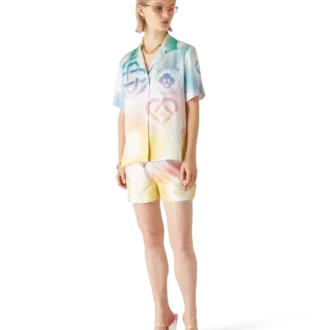 Calções de seda com logótipo em meio-tom