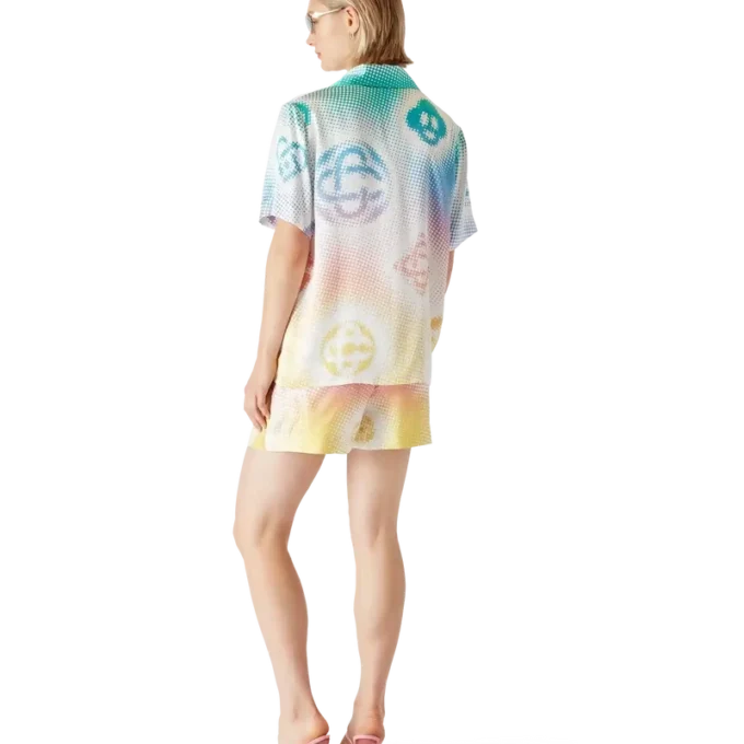 Calções de seda com logótipo em meio-tom