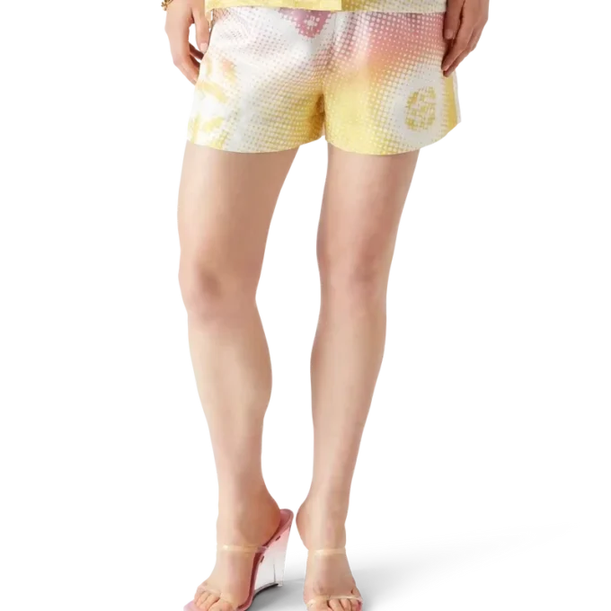 Calções de seda com logótipo em meio-tom