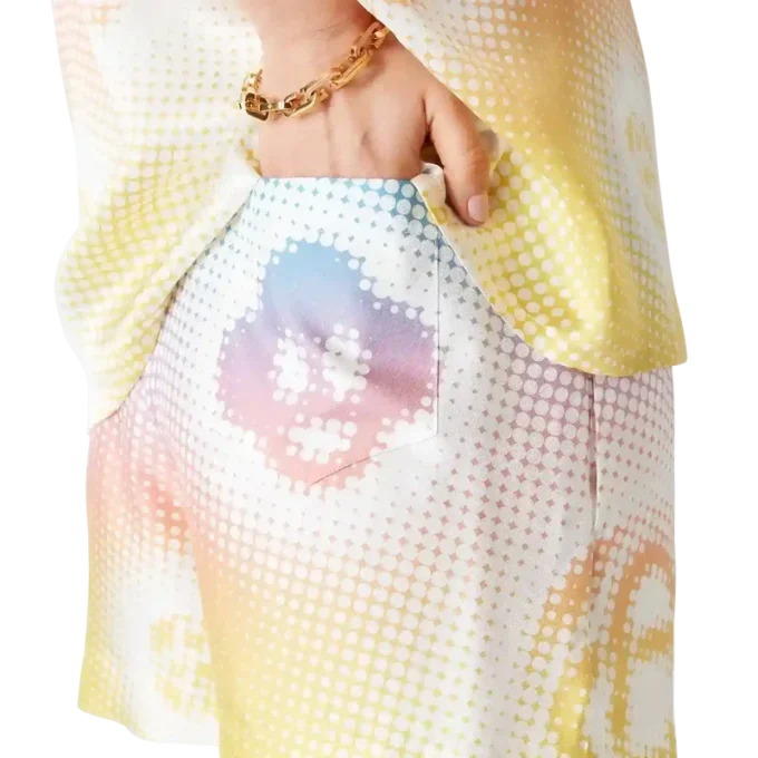 Calções de seda com logótipo em meio-tom