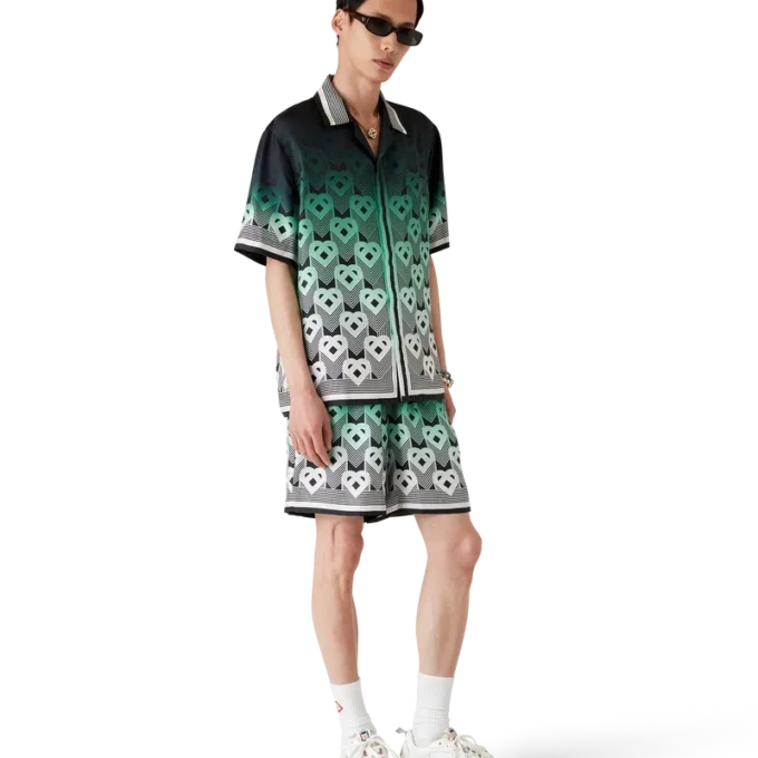 Calções de seda com monograma em degradê