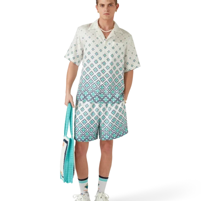 Calções de seda com monograma em degradê