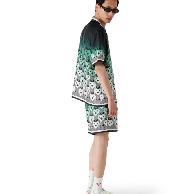 Calções de seda com monograma em degradê