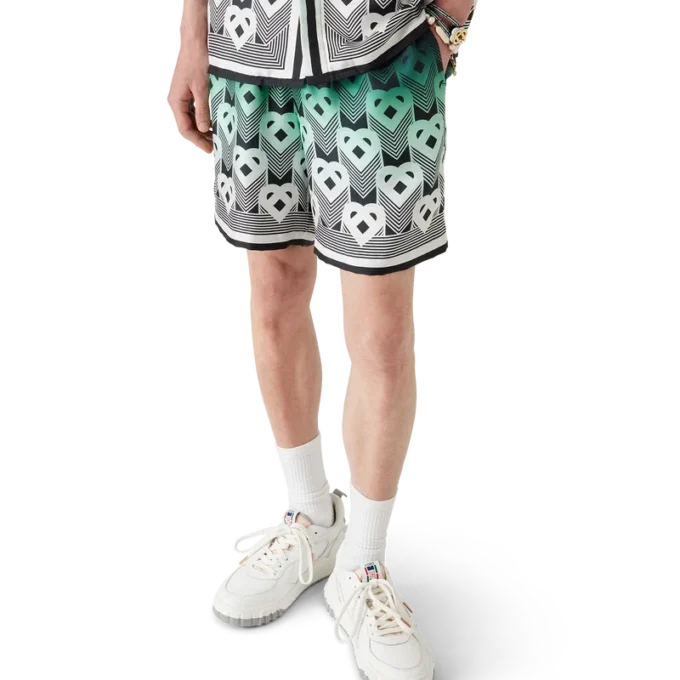 Calções de seda com monograma em degradê