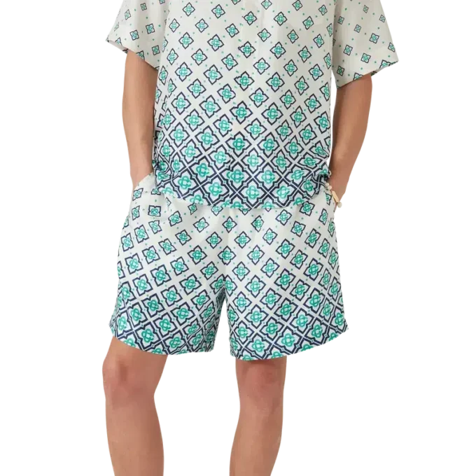 Calções de seda com monograma em degradê