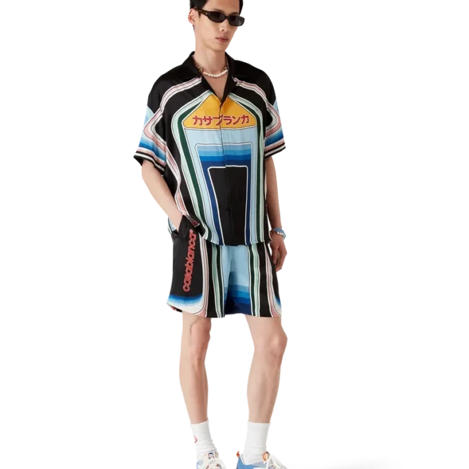 Calções de seda Graphic Mountain