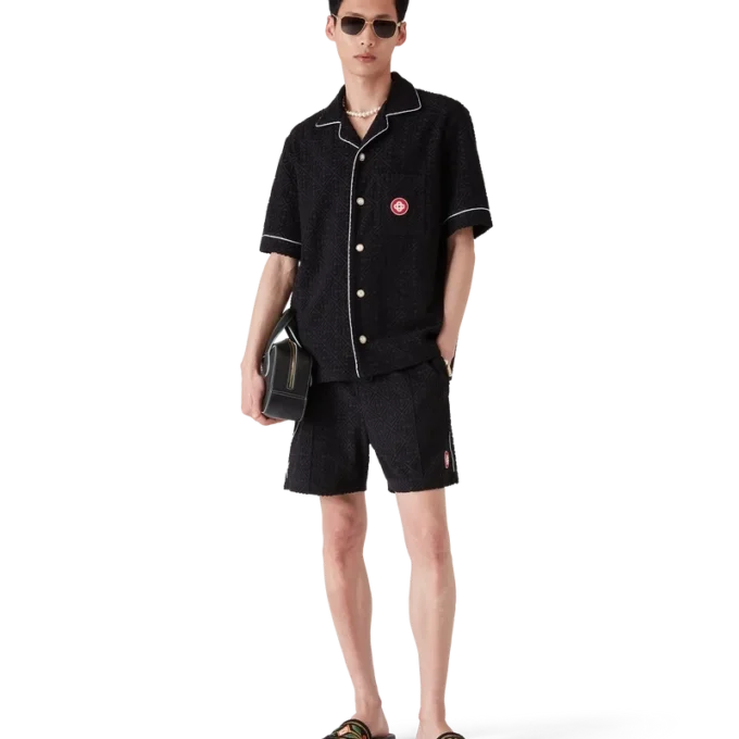 Calções de Toalha Jacquard Monogram