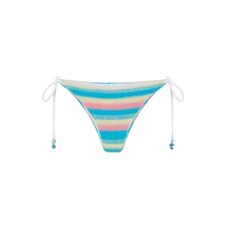 Calço de biquíni em tecido de felpo às riscas