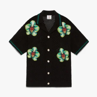 Calção de croché de manga curta com bordado Glitch Orchid