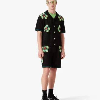 Calção de croché de manga curta com bordado Glitch Orchid