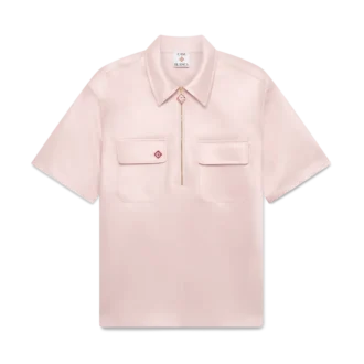 Calção de manga curta com fecho de correr de um quarto em cetim