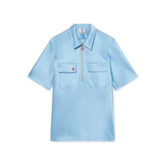 Calção de manga curta com fecho de correr de um quarto em cetim