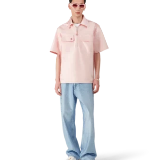 Calção de manga curta com fecho de correr de um quarto em cetim